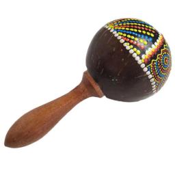 1 Pc Madeira Natural Coco Shell Mão Martelo Maraca Shakers Percussão Instrumento Musical Arte Artesanato Brinquedo Para Crianças Presente - Image 5