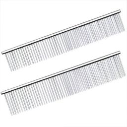 Pente de aço inoxidável do grooming do animal de estimação da remoção do cabelo do animal de estimação pente para cães e gatos que remove delicadamente o cabelo solto e atado - Image 5