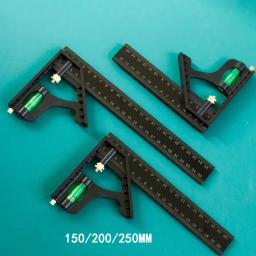 Conjunto de ferramentas de medição quadrada de ângulo, plástico fenólico preciso, alumínio, durável, combinação ajustável, nível de espírito 15/20/25cm - Image 1