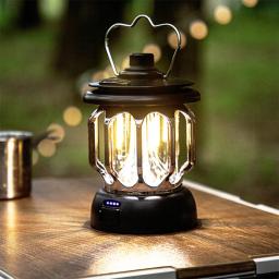 Lanterna de acampamento portátil recarregável lâmpadas acampamento do vintage iluminação acampamento 6000ma capacidade pode ser escurecido lâmpada ao ar livre para caminhadas escalada - Image 1