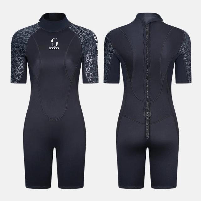 Mergulho Confortável com Wetsuit Neoprene: Manga Curta ou Longa, Zíper Traseiro, Ideal para Caça Submarina e Surf em Água Fria, 3mm
