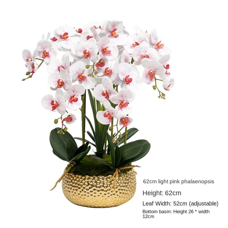 High-End Mão Humidade Simulação Phalaenopsis Flower Art, vaso De Flores Falso, Decoração De Arranjo De Flores - Image 1