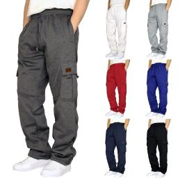 Venda quente da temporada nova lã masculina forrado casual esportes calças compridas com punho cintura baggy moletom workwear couro tag skateb - Image 1