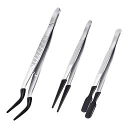 Pinças com pontas de borracha, pinças, PVC revestido Pinças Set, reta e ponta plana pinças, 3 pcs - Image 1