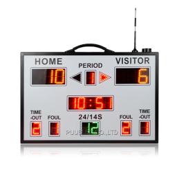 Placar de basquete eletrônico portátil cor vermelha led mini placar digital led com shotclock para jogo esportivo e academia - Image 1