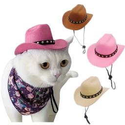 Chapéu de cowboy ajustável para animais de estimação, traje top, headwear gato, tampas de sol, suprimentos para cães pequenos e médios - Image 1
