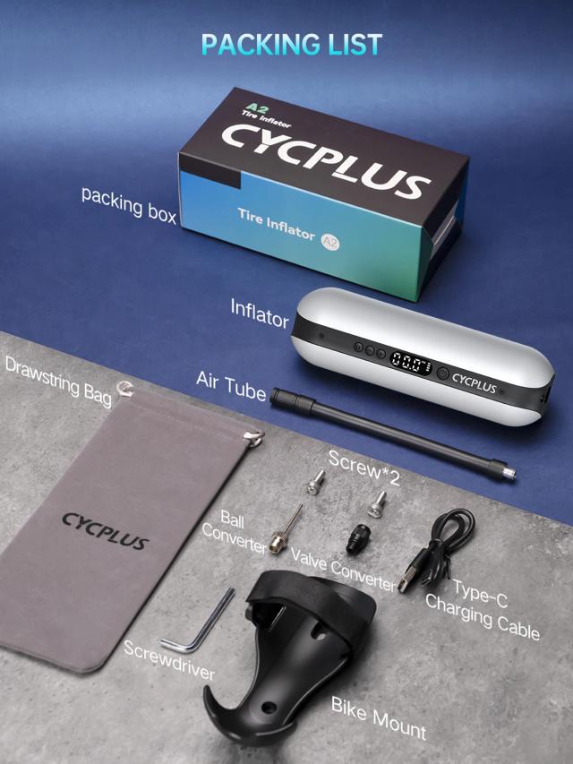 CYCPLUS Smart Air Pump: Inflador Portátil de Alta Pressão para Bicicletas, Carros, MTB e Acessórios com Função Power Bank