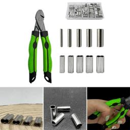 Alicate de pesca corda fio líder crimper kits de ferramentas com 5 tamanhos conjunto de mangas de crimpagem - Image 2