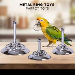 Pássaro Papagaios Brinquedos De Treinamento Interativo, Desenvolvimento De Inteligência, Empilhamento De Anel De Metal, Conjuntos De Exercícios, Suprimentos De Pássaros, Acessórios Para Animais De Estimação - Image 2