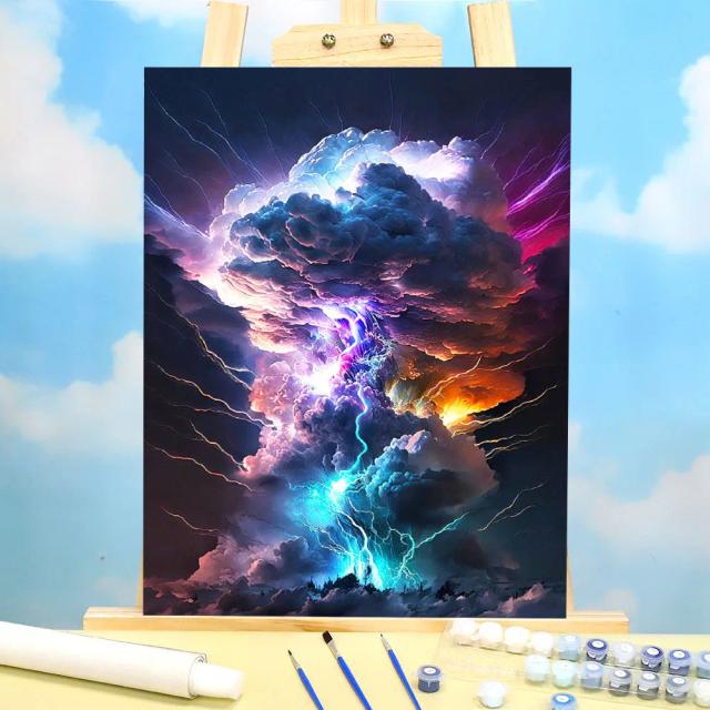 Kits de Artesanato para Adultos: Lua Mágica e Nuvens em Pintura por Números 20x30 - Ideal para Decoração e Presentes de Dia das Mães 2023