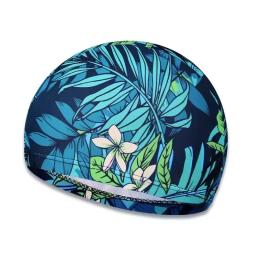 Touca de natação com estampa de folhas à prova d'água com proteção para os ouvidos e design antiderrapante para adultos – perfeita para piscina, praia e diversão no verão - Image 4