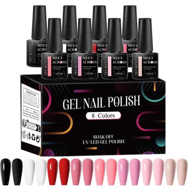 Conjunto de 8 Pçs de Gel Fluorescente com Glitter para Manicure de Verão e Primavera