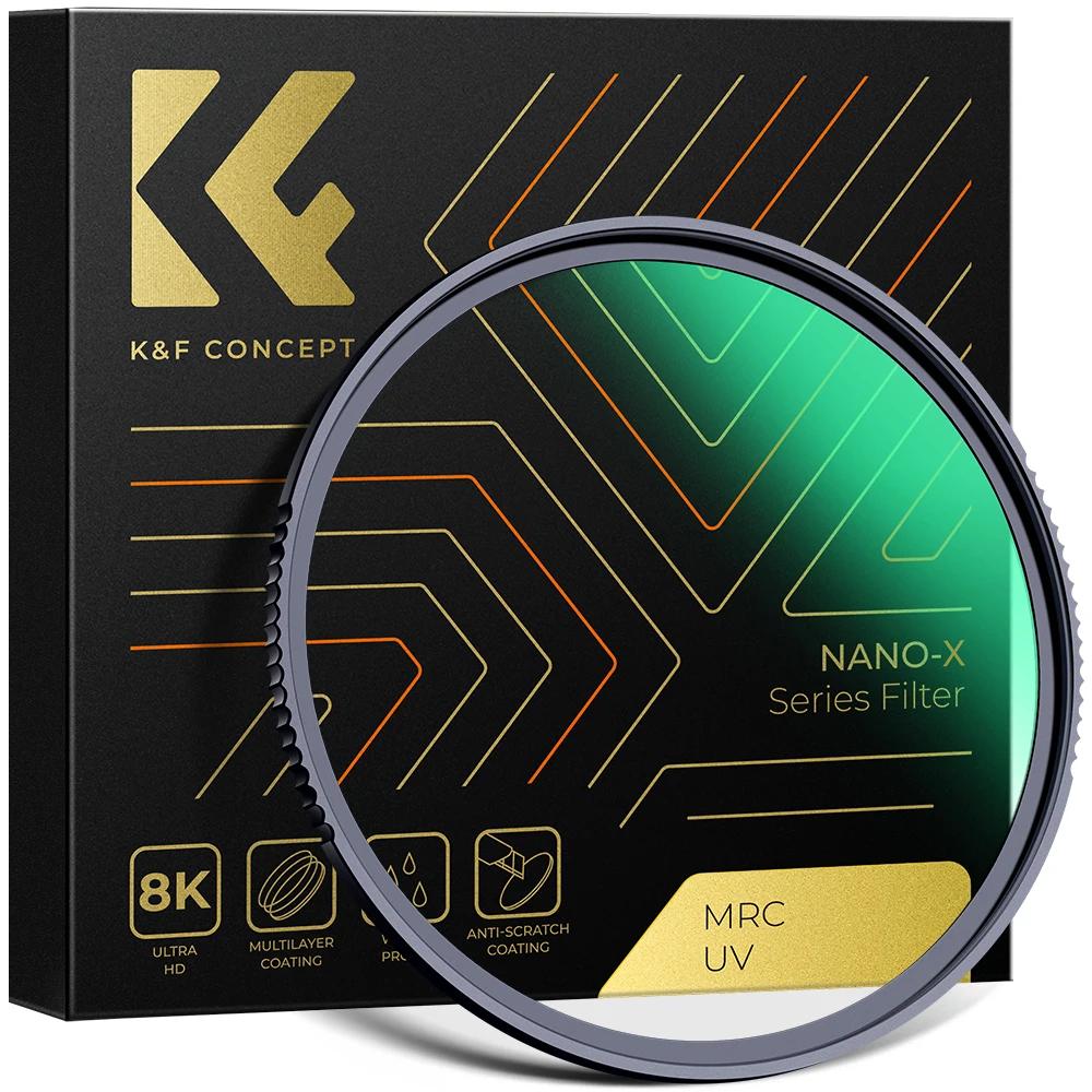 K&F Concept MC UV Protection Filter（Nano-X Series）8K Ultra HD Ultrathin UV Filter com 28 capas de água e cobertura de poeira 37mm 40.5mm 43mm 46mm 49mm 52mm 55mm 58mm 62mm 67mm 72mm 77mm 82mm 95mm 112mm - Image 1
