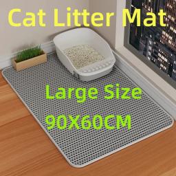 Impermeável Double Layer Pet Litter Mat, Cat Litter Box, Pet WC, Antiderrapante, Areia, Lavável, Limpo, 90x60cm - Image 1