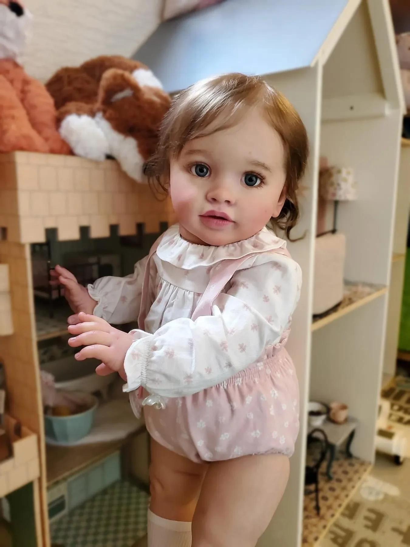 Npk 66cm pippa já pintado boneca terminada reborn criança enorme tamanho do bebê popular realista toque macio 3d pele arte boneca - Image 1