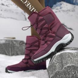 Marca masculina sapatos de inverno à prova dwaterproof água botas masculinas de pelúcia quente casal botas de neve ao ar livre antiderrapante caminhadas botas de trabalho botas de tornozelo - Image 5