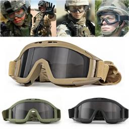 Óculos táticos à prova de vento e poeira, Airsoft, motocross, motocicleta, montanhismo, CS, proteção segura, tiro, 3 lentes - Image 5