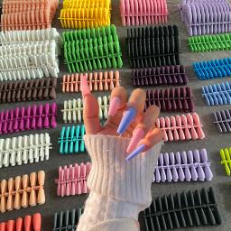 120 pçs cores aleatórias caixão curto longo fosco imprensa falsa em unhas cobertura completa unhas falsas ponta para ferramentas de manicure - Image 2