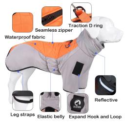 Grande cão jaqueta de inverno quente roupas para cães médio grande à prova dlabágua pet casaco labrador traje golden retriever colete macacão - Image 2