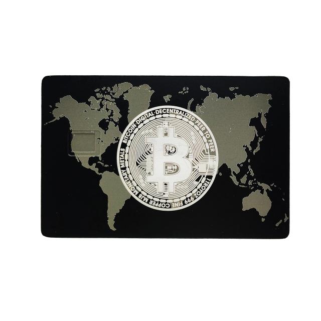Cartão de Presente Luxuoso em Metal com Design Exclusivo de Bitcoin - Edição Limitada e Tamanho de Cartão de Crédito