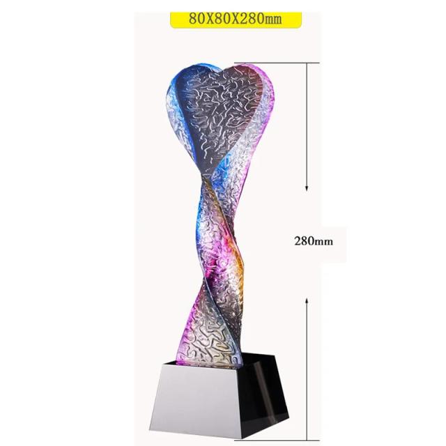 Troféu de Cristal Colorido Personalizado de Alta Qualidade com Gravura para Decoração e Homenagens 1pc