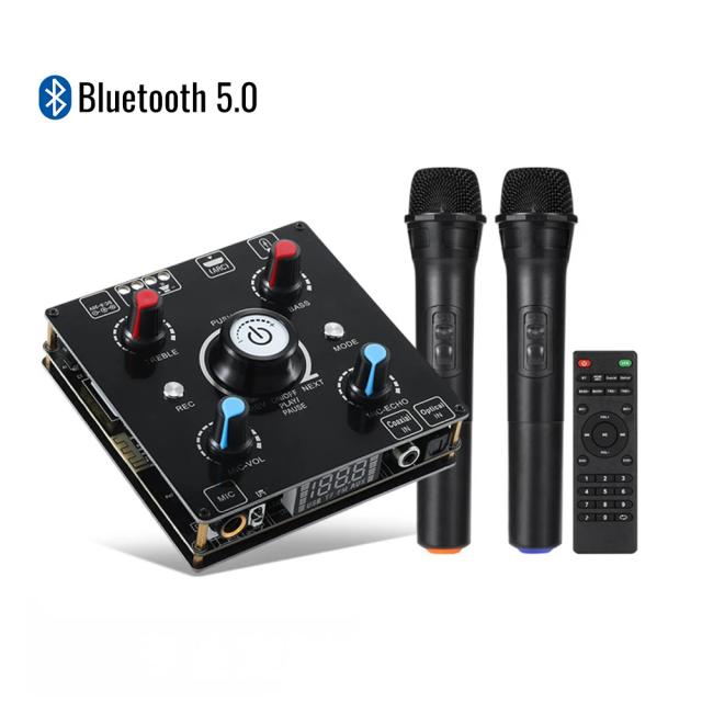 Amplificador Bluetooth HiFi Estéreo 120W com Decodificação Sem Perdas, DAC, HDMI, ARC, USB e Coaxial Óptico para Karaoke Sem Fio