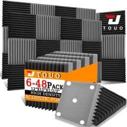 Touo espuma absorvente de som 6-48 pces painéis de espuma acústica parede isolamento acústico estúdio tratamento acústico material absorvente de som - Image 1