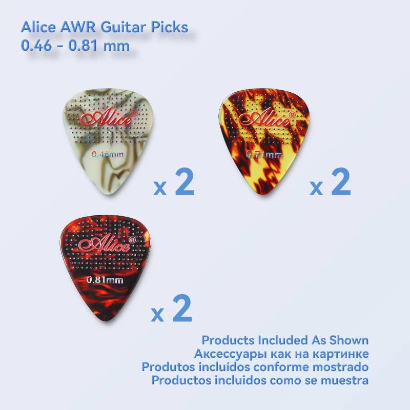 Alice palhetas para guitarra de celuloide AWR -6A Granulado de toque antiderrapante aleatório colorido 0,46/0,71/0,81/0,96/1,20/1,50 mm - Image 1