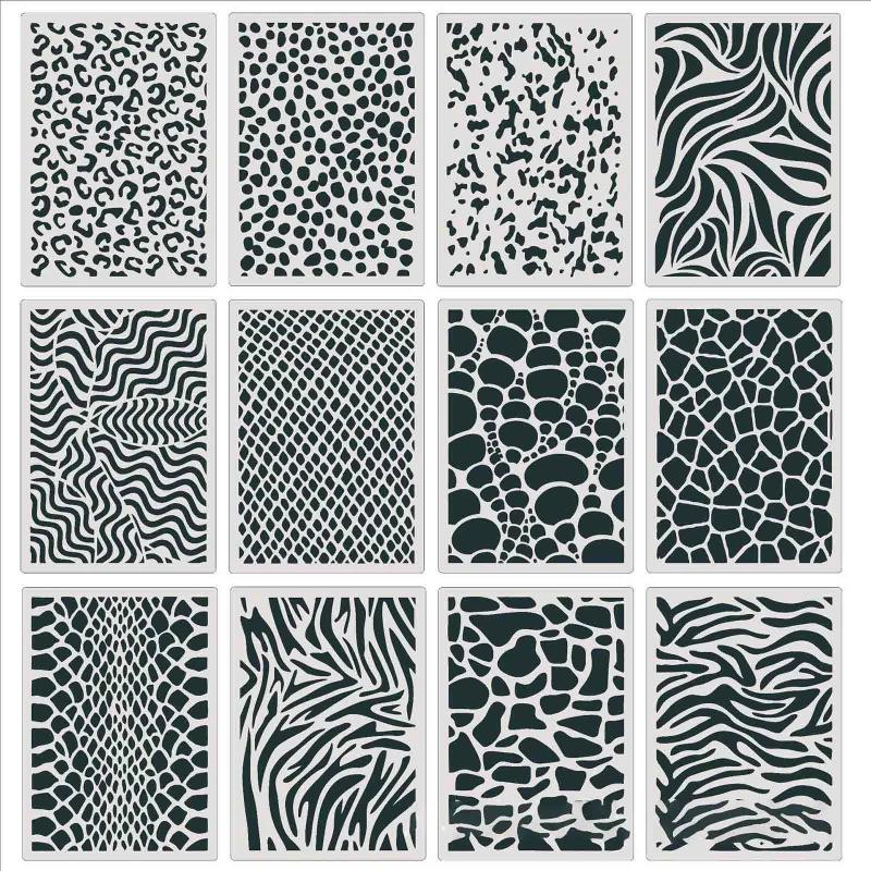 12 Kit Animal Print Pintura Stencils Template repetidamente para DIY Handmade Criança - Image 1