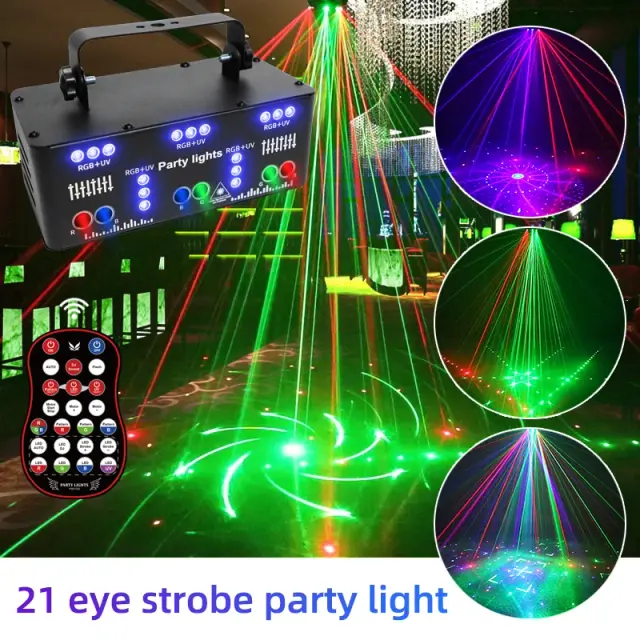 Luzes de Festa WUZSTAR-DJ com Controle Remoto, Efeitos UV e DMX 512 para Ambientes Internos