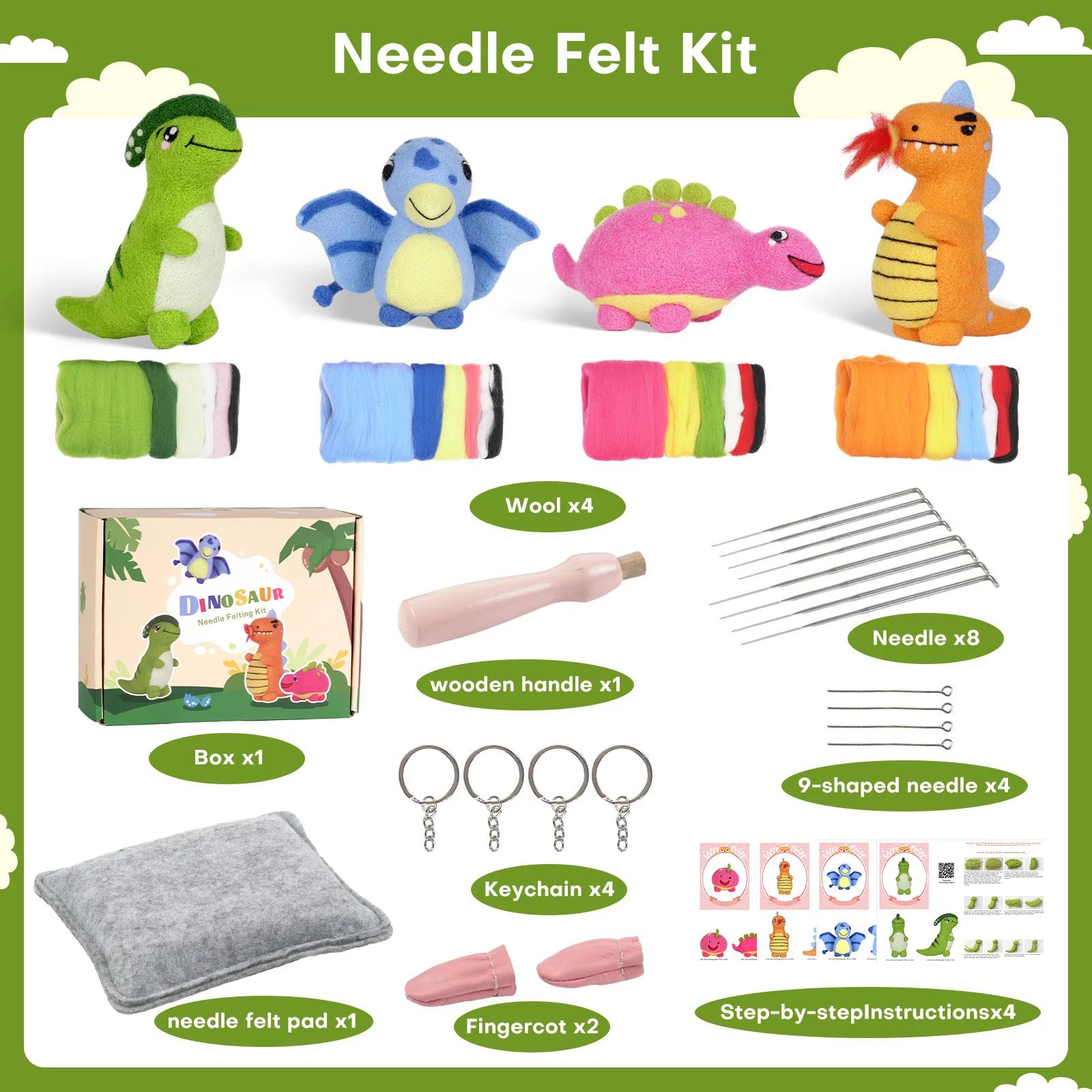 Agulha Felting Starter Kit com Instruções e Outras Ferramentas para Iniciantes, Artesanato DIY Suprimentos, Dinossauro - Image 5