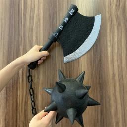 PU Cosplay arma espadas, adereços de segurança, Himejima Gyomei, meteoro martelo, demônio Slayer, ampla faca machado, Tanjirou espadas, 1:1, WW - Image 4