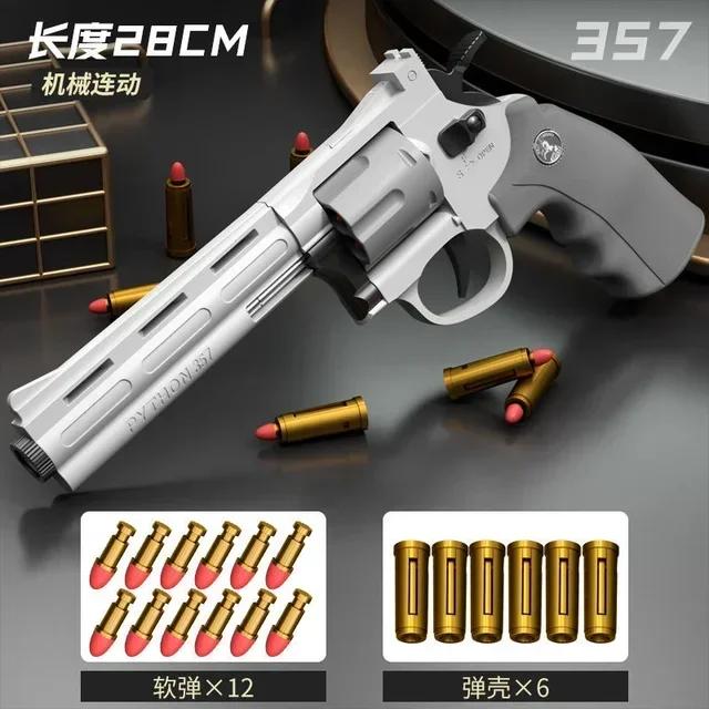 Pistola de Tiro Automática Revolver Dart Bullet - Lançador Mecânico para Crianças e Adultos, Ideal para Jogos ao Ar Livre ZP5 357