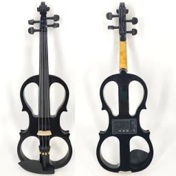 Violino elétrico com caso e arco cordas para estudantes iniciantes, madeira maciça, 4/4 Tamanho - Image 5