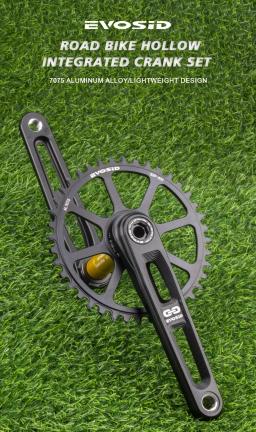 Zeroing bicicleta de estrada pedaleira 165/170/175mm oco manivela integrada fogo chainring al dobrável bicicleta 40/42/44/46/48/50t roda dentada - Image 6