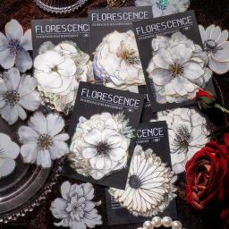 20 pcs/pacote noite escura flores brancas impermeável adesivos decorativos - Image 1