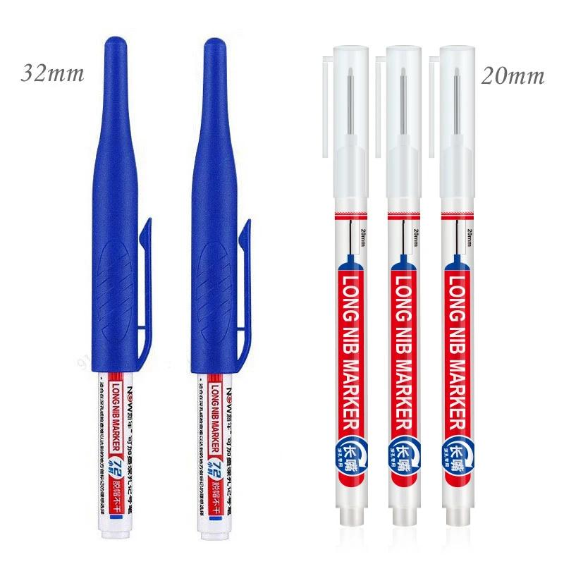 4/5 pçs 20 + 32mm canetas marcadoras de buraco profundo banheiro à prova dwaterproof água decoração de madeira multiuso cabeça longa marcadores de óleo caneta - Image 1