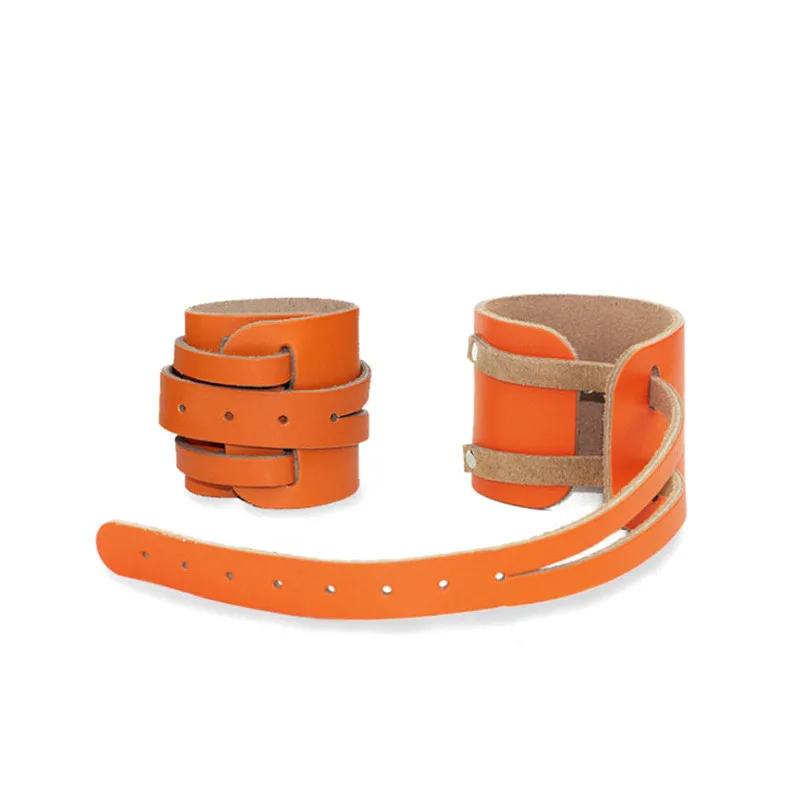 1 par de protetores de pulso de couro genuíno fitness compressão levantamento de peso protetores de pulso pulseiras treinamento de força proteção de pulso - Image 1