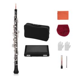 Ammoon semiautomática estilo prateado chaves, Oboe profissional, luvas Reed, estojo de couro, instrumentos de sopro - Image 1