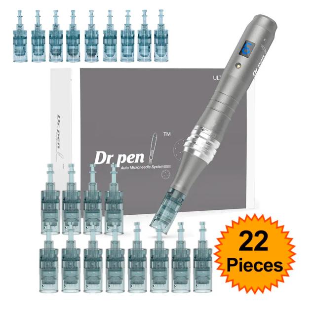 Dr. Pen Ultima M8 Sem Fio - Kit de Microneedling para Cuidados com a Pele, Tratamento MTS para Uso Profissional com 22 Cartuchos