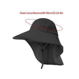 Chapéu de pescador ao ar livre aba larga balde chapéu com pescoço caminhadas capa ajustável ao ar livre pesca acampamento viagem anti uv chapéu boné - Image 6