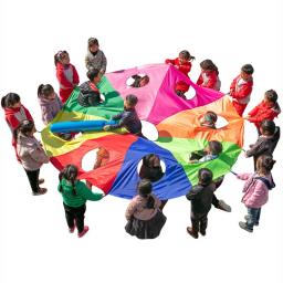 Tenda de paraquedas arco-íris para crianças, jogos cooperativos, brinquedos ao ar livre para crianças, team building, exercícios, diversão, 2m, 3m - Image 2