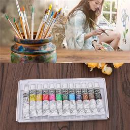 Conjunto profissional de tintas acrílicas, tubos pintados à mão, artista desenhar pintura pigmento, escova livre, 6 ml, 12 cores - Image 5