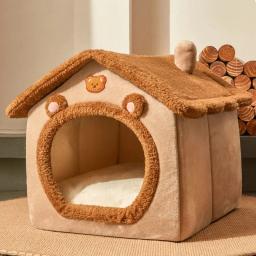 Casa dobrável para cães e gatos, Cama para cães pequenos, ninho quente, cama confortável para cachorros, sofá caverna, produto pet, inverno - Image 4