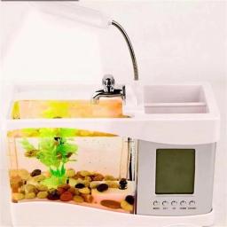 Multifuncional tanque de peixes mesa filtro iluminação três-em-um tanque de peixes de combate aquário acessório lcd temporizador lâmpada de relógio - Image 5