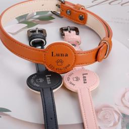 Coleira de couro personalizada para Pet, coleira anti-perdida para Airtag, rastreador de localização, estojo protetor para AirTag, design ajustável - Image 1