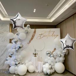 Kit Arco De Balão De Látex, Branco e Prata, Decoração De Festa, Feriado, Festas De Aniversário, Mais, 91Pcs - Image 1