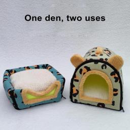 Cama de ratos para animais de estimação fechada, ninho aconchegante de inverno, casa caverna pequena e fechada para cobaias e ouriços, cama confortável e quente - Image 4