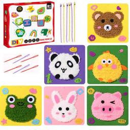 Punch Needle Kit com Padrão para Iniciantes, Agulha Artesanato, Soco Animal, Bordado Educacional, Arte Artesanato, 6 Set - Image 1