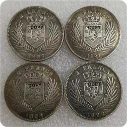 Colecionáveis de Moedas Comemorativas, Congo Forma Livre, 2 Francos Cos, 1887,1891, 1897, 1898, 1898, 1898 - Image 2